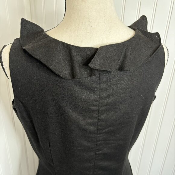 Vintage Mary McFadden Collection Black Ruffle Sleeveless Dress 8P - Picture 4 of 9